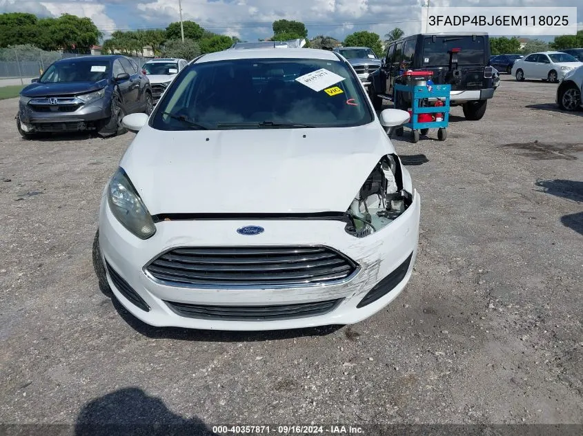 3FADP4BJ6EM118025 2014 Ford Fiesta Se