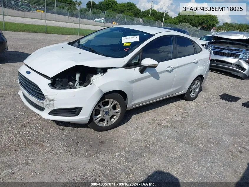 2014 Ford Fiesta Se VIN: 3FADP4BJ6EM118025 Lot: 40357871