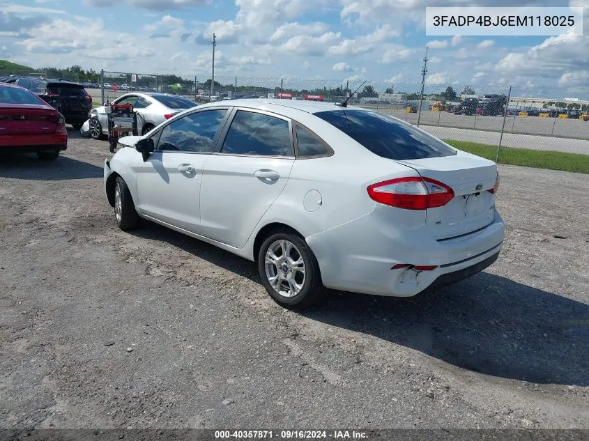 2014 Ford Fiesta Se VIN: 3FADP4BJ6EM118025 Lot: 40357871