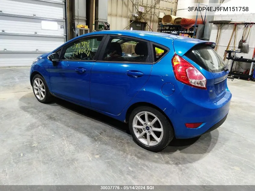 2015 Ford Fiesta Se VIN: 3FADP4EJ9FM151758 Lot: 30037776