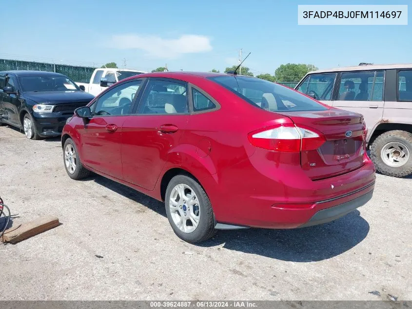 2015 Ford Fiesta Se VIN: 3FADP4BJ0FM114697 Lot: 39624887