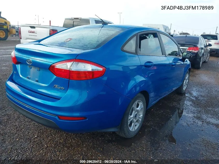 2015 Ford Fiesta Se VIN: 3FADP4BJ3FM178989 Lot: 39628412