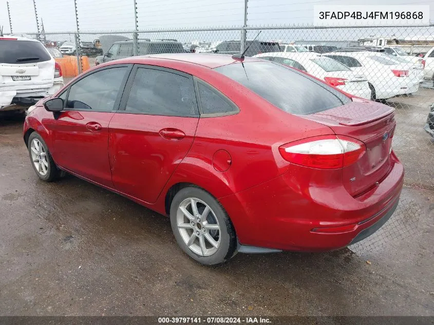 2015 Ford Fiesta Se VIN: 3FADP4BJ4FM196868 Lot: 39797141