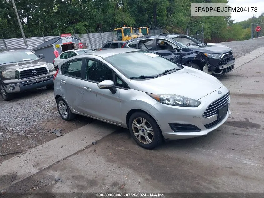 2015 Ford Fiesta Se VIN: 3FADP4EJ5FM204178 Lot: 39963003