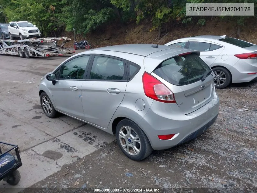 2015 Ford Fiesta Se VIN: 3FADP4EJ5FM204178 Lot: 39963003