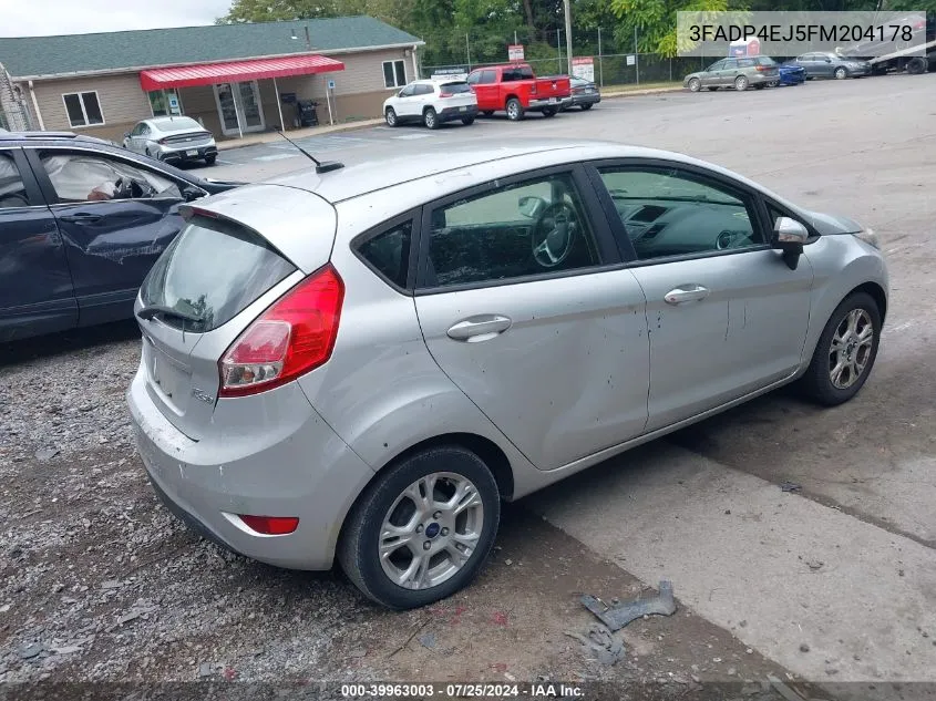 2015 Ford Fiesta Se VIN: 3FADP4EJ5FM204178 Lot: 39963003