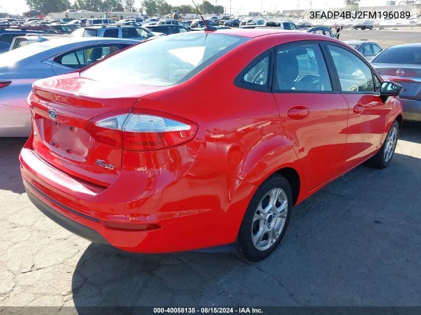 2015 Ford Fiesta Se VIN: 3FADP4BJ2FM196089 Lot: 40058135