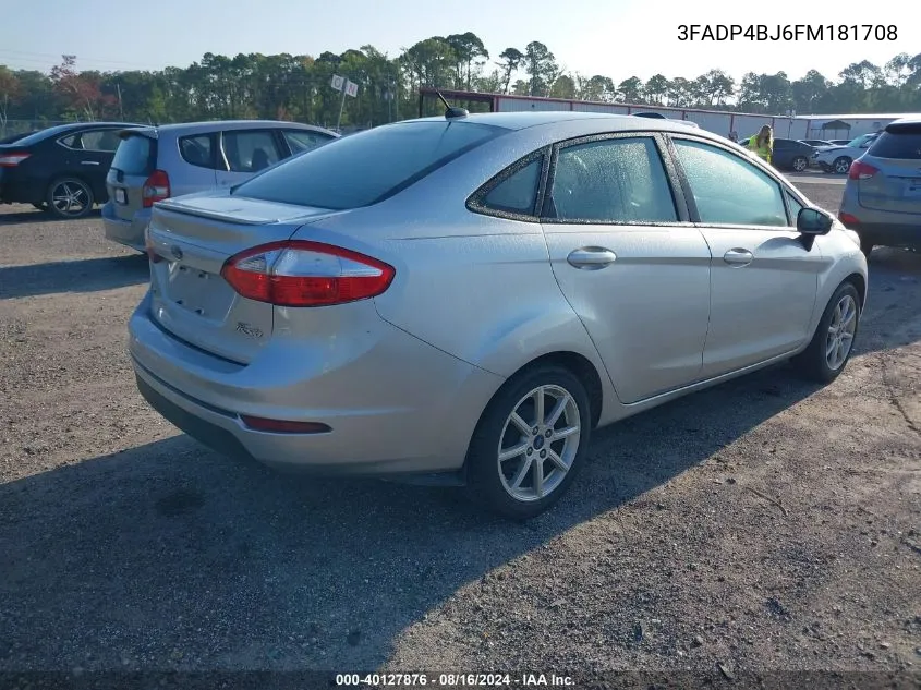 2015 Ford Fiesta Se VIN: 3FADP4BJ6FM181708 Lot: 40127876