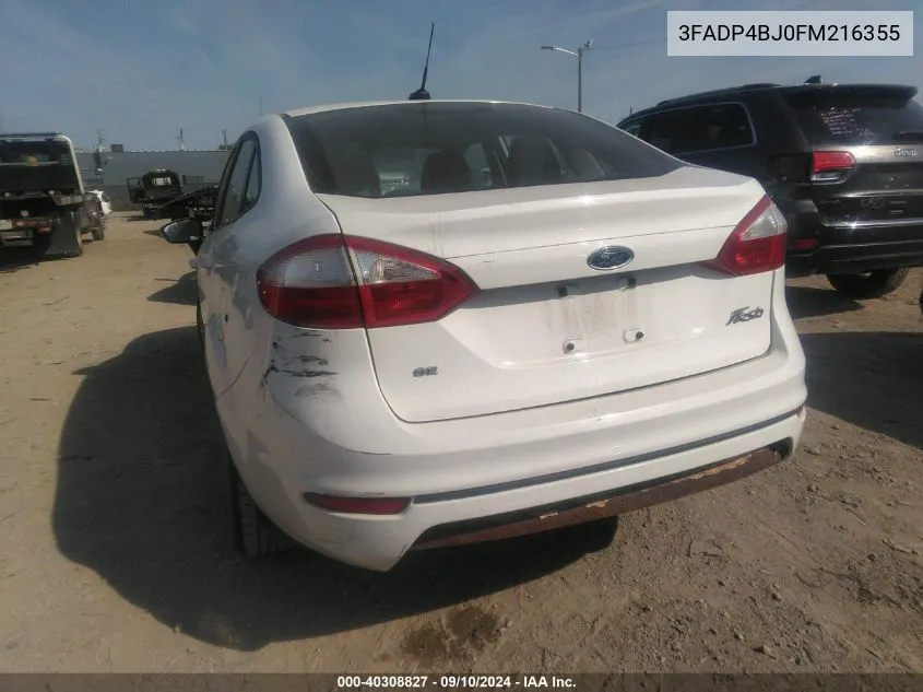 2015 Ford Fiesta Se VIN: 3FADP4BJ0FM216355 Lot: 40308827