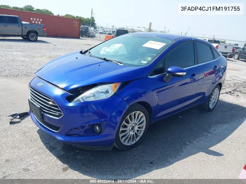 2015 Ford Fiesta Titanium VIN: 3FADP4CJ1FM191755 Lot: 40322414