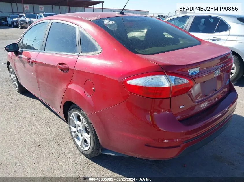 3FADP4BJ2FM190356 2015 Ford Fiesta Se