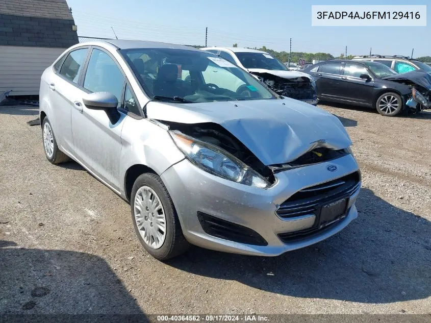 2015 Ford Fiesta S VIN: 3FADP4AJ6FM129416 Lot: 40364562