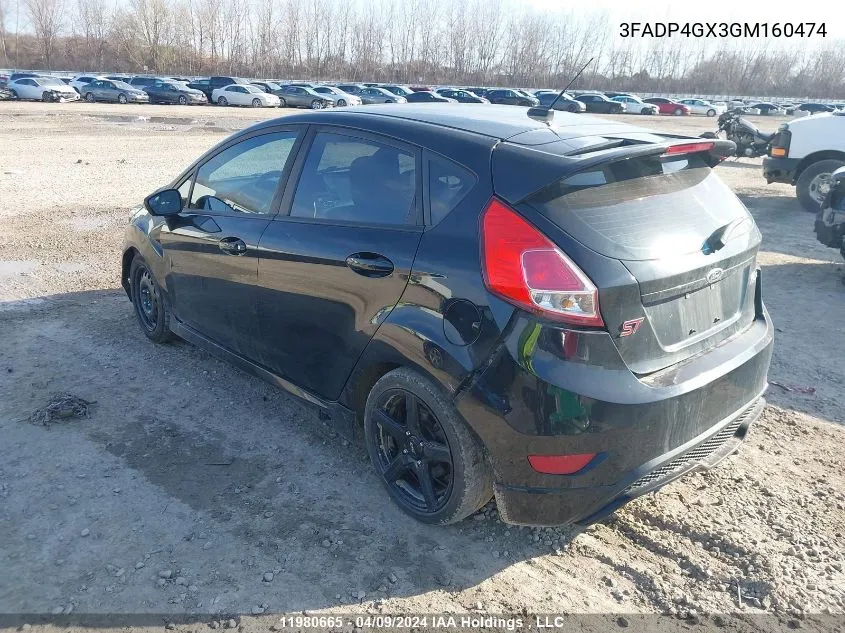 2016 Ford Fiesta St VIN: 3FADP4GX3GM160474 Lot: 11980665