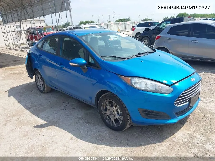 2016 Ford Fiesta Se VIN: 3FADP4BJ4GM190327 Lot: 39303341