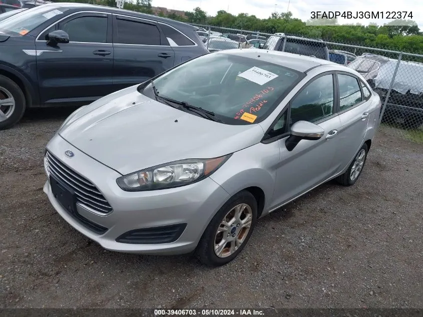 2016 Ford Fiesta Se VIN: 3FADP4BJ3GM122374 Lot: 39406703