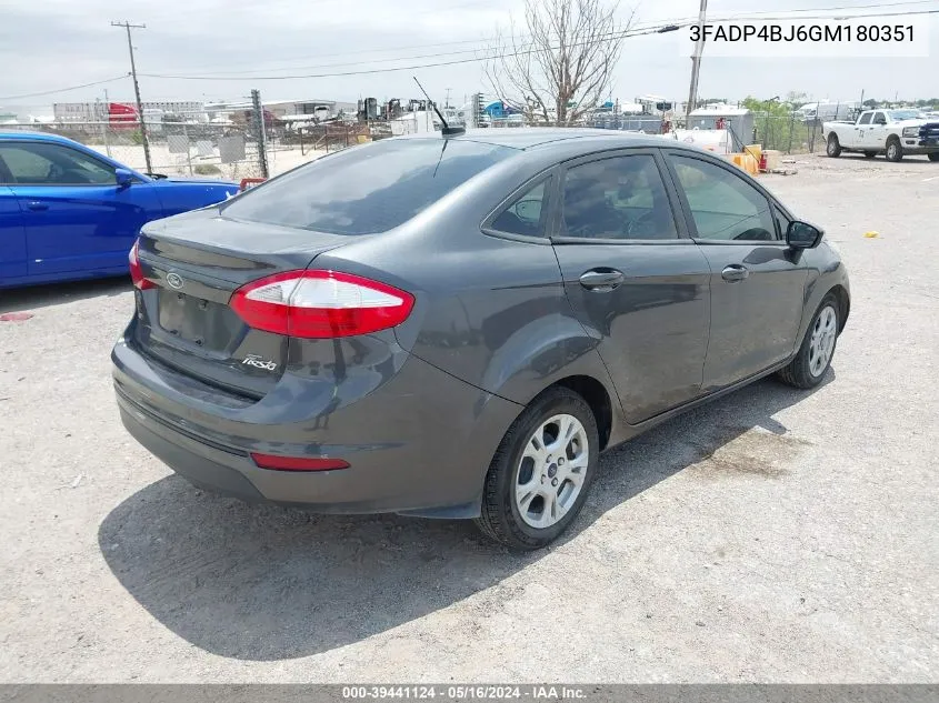 2016 Ford Fiesta Se VIN: 3FADP4BJ6GM180351 Lot: 39441124