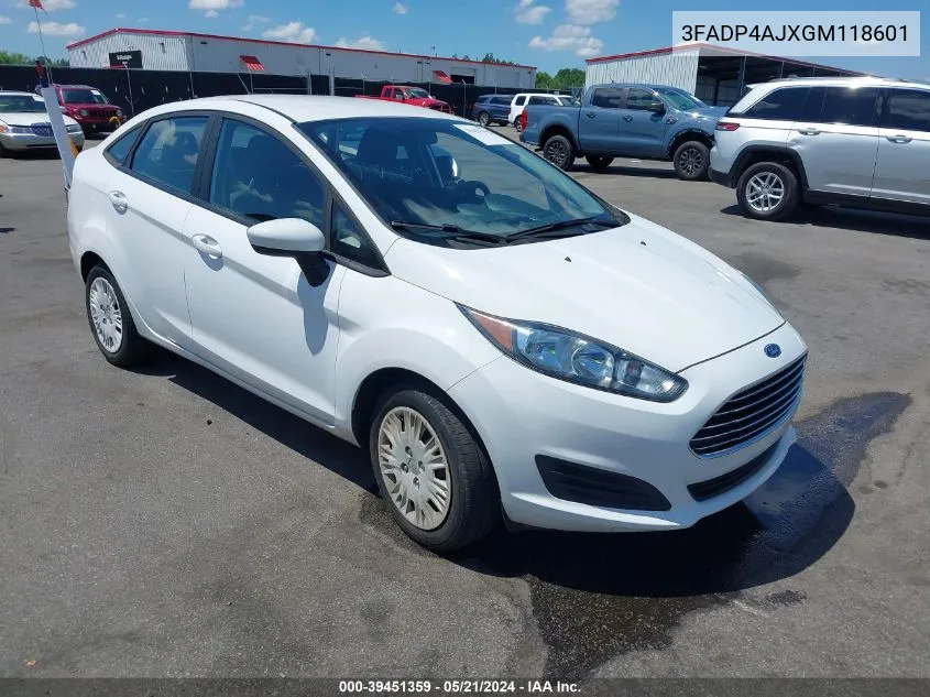 2016 Ford Fiesta S VIN: 3FADP4AJXGM118601 Lot: 39451359