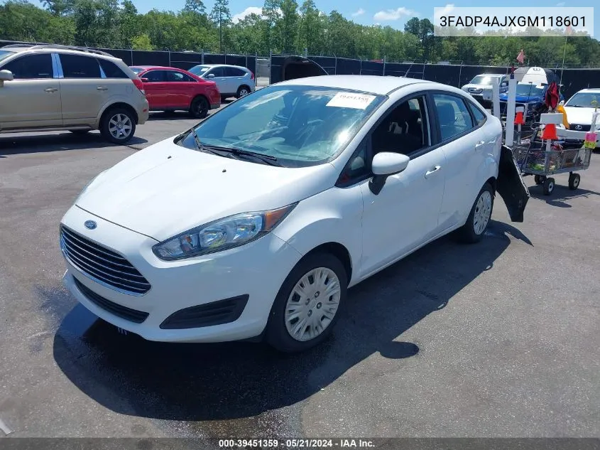 2016 Ford Fiesta S VIN: 3FADP4AJXGM118601 Lot: 39451359