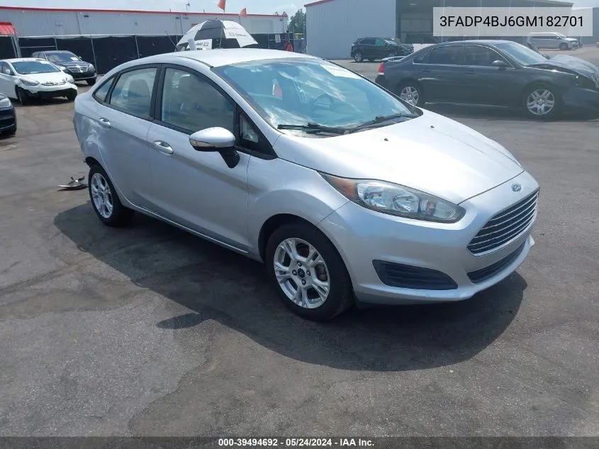 2016 Ford Fiesta Se VIN: 3FADP4BJ6GM182701 Lot: 39494692