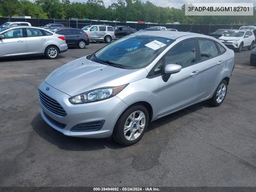 2016 Ford Fiesta Se VIN: 3FADP4BJ6GM182701 Lot: 39494692