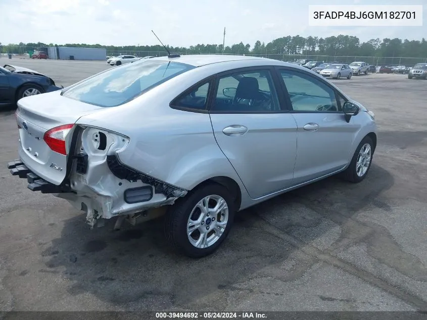 2016 Ford Fiesta Se VIN: 3FADP4BJ6GM182701 Lot: 39494692