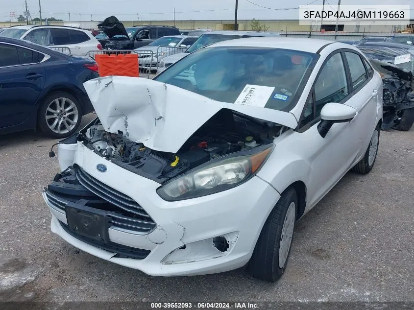 2016 Ford Fiesta S VIN: 3FADP4AJ4GM119663 Lot: 39552093