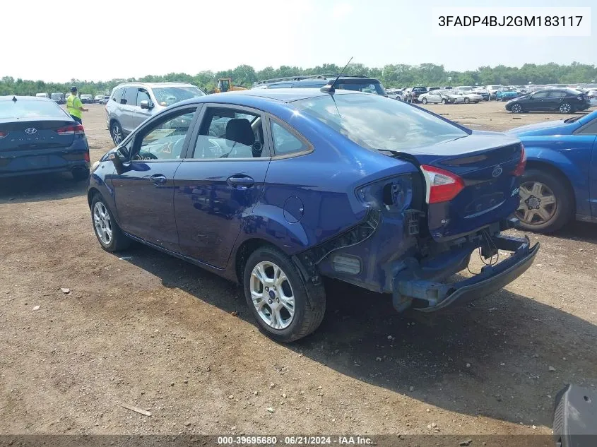 2016 Ford Fiesta Se VIN: 3FADP4BJ2GM183117 Lot: 39695680