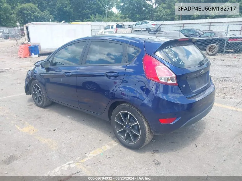 2016 Ford Fiesta Se VIN: 3FADP4EJ5GM182717 Lot: 39704932