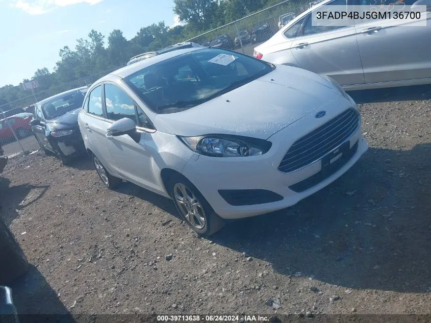 2016 Ford Fiesta Se VIN: 3FADP4BJ5GM136700 Lot: 39713638