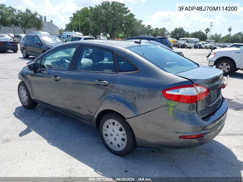 2016 Ford Fiesta Se VIN: 3FADP4BJ7GM114200 Lot: 39713932