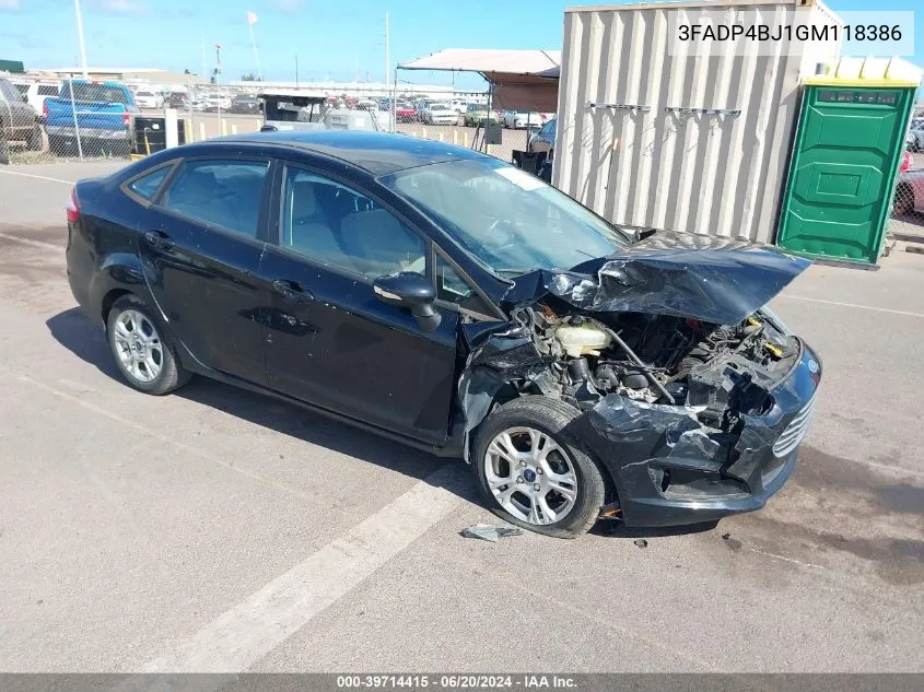 2016 Ford Fiesta Se VIN: 3FADP4BJ1GM118386 Lot: 39714415