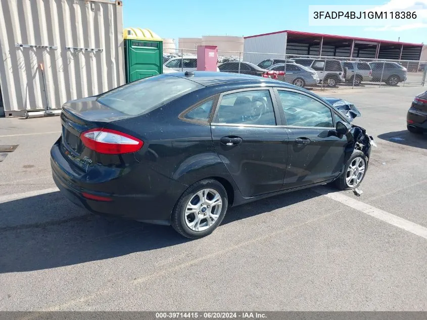 2016 Ford Fiesta Se VIN: 3FADP4BJ1GM118386 Lot: 39714415