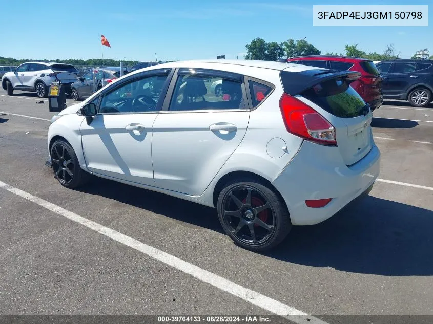 2016 Ford Fiesta Se VIN: 3FADP4EJ3GM150798 Lot: 39764133