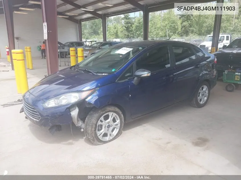 2016 Ford Fiesta Se VIN: 3FADP4BJ4GM111903 Lot: 39791465