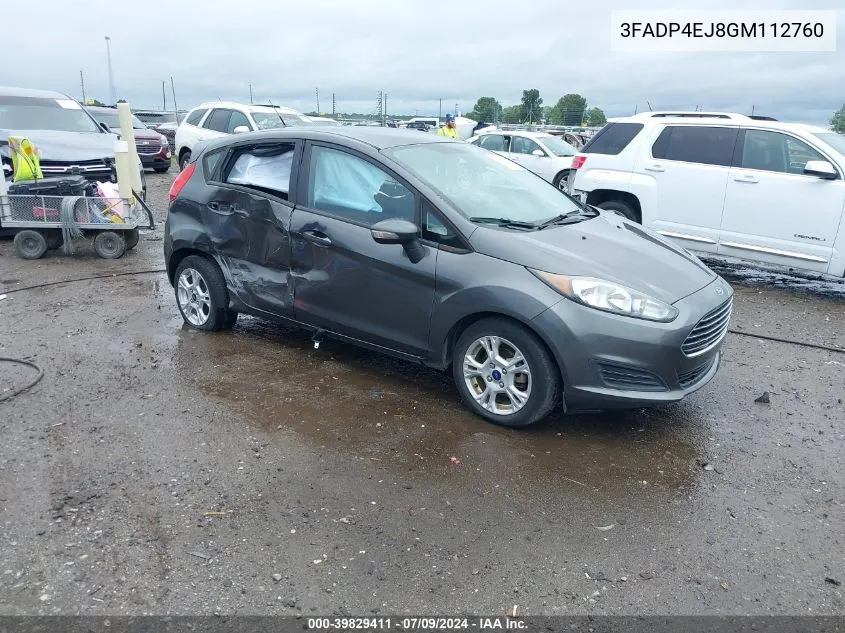 2016 Ford Fiesta Se VIN: 3FADP4EJ8GM112760 Lot: 39829411