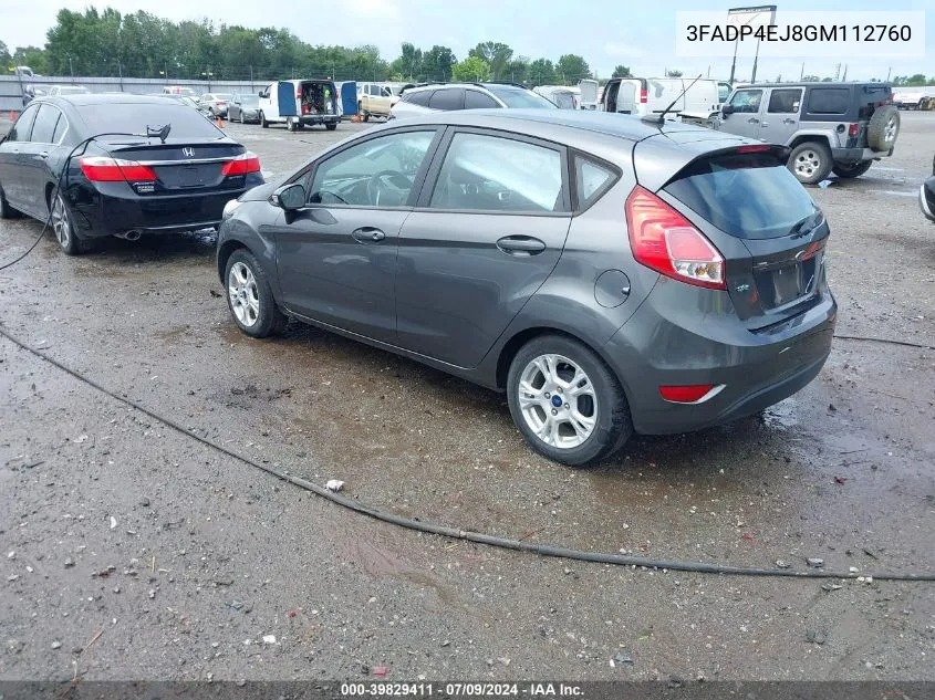 2016 Ford Fiesta Se VIN: 3FADP4EJ8GM112760 Lot: 39829411