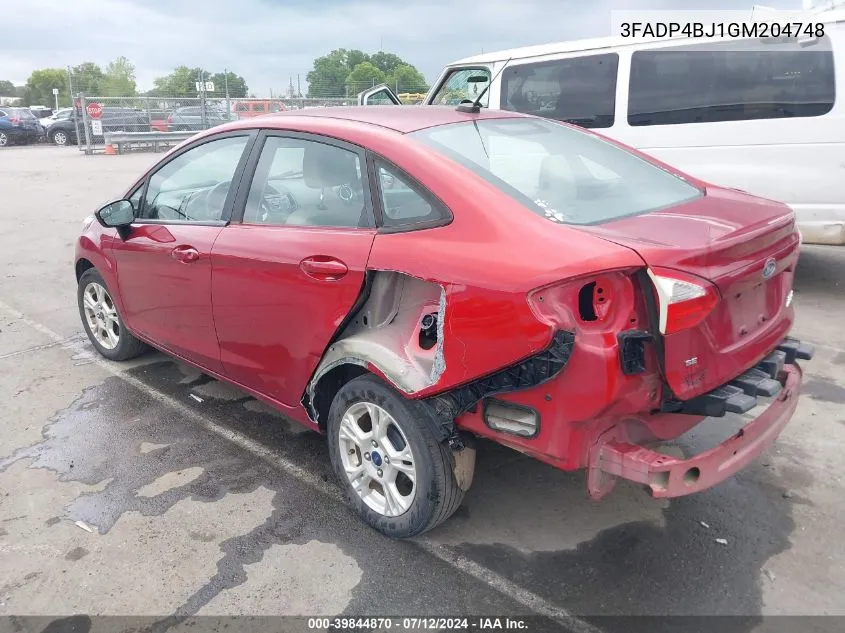 2016 Ford Fiesta Se VIN: 3FADP4BJ1GM204748 Lot: 39844870