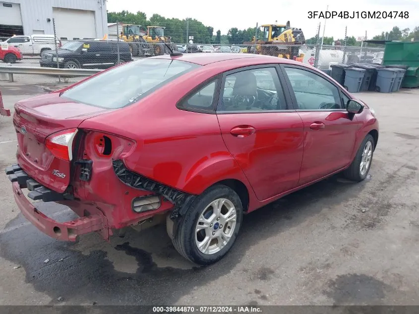 2016 Ford Fiesta Se VIN: 3FADP4BJ1GM204748 Lot: 39844870