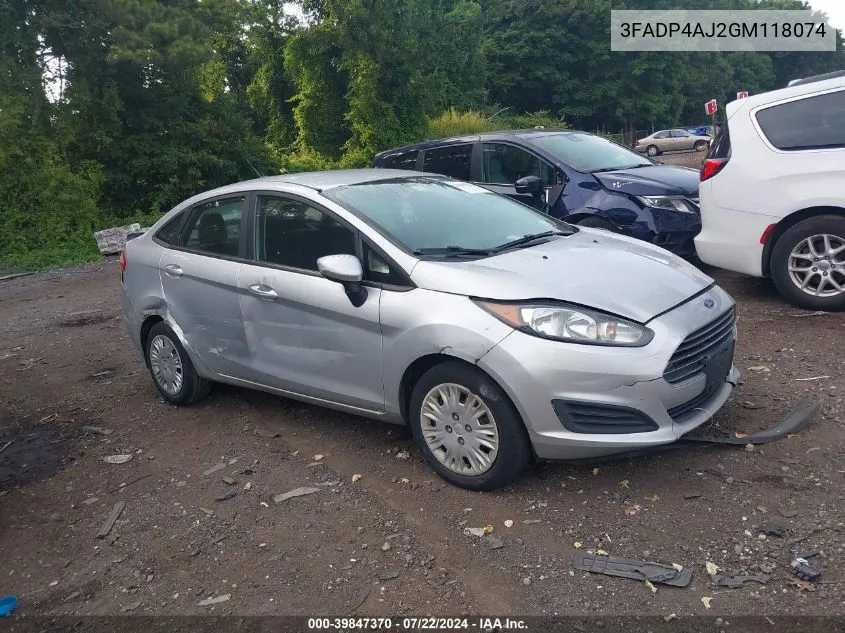 3FADP4AJ2GM118074 2016 Ford Fiesta S