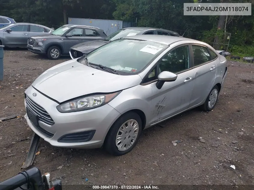 3FADP4AJ2GM118074 2016 Ford Fiesta S