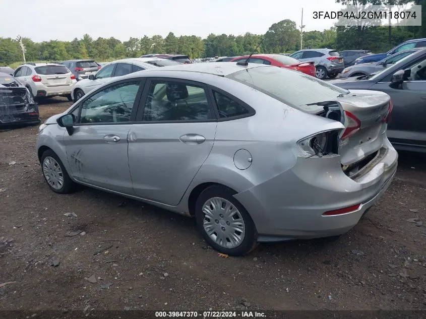 3FADP4AJ2GM118074 2016 Ford Fiesta S