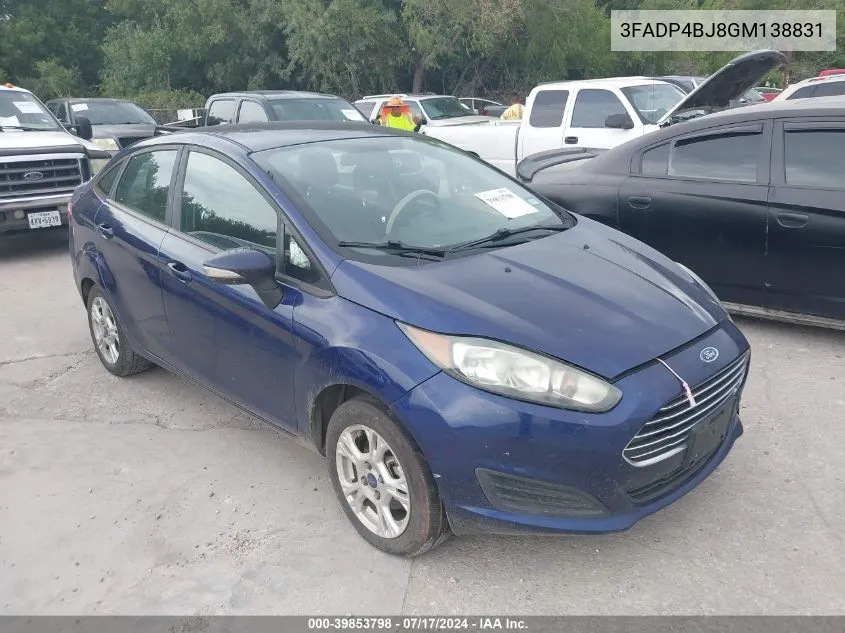 2016 Ford Fiesta Se VIN: 3FADP4BJ8GM138831 Lot: 39853798