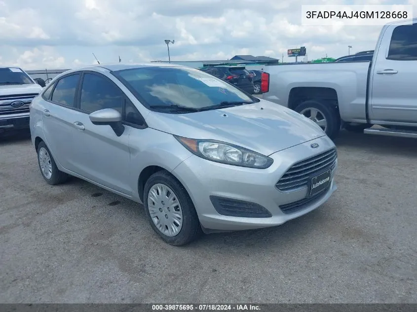 2016 Ford Fiesta S VIN: 3FADP4AJ4GM128668 Lot: 39875695