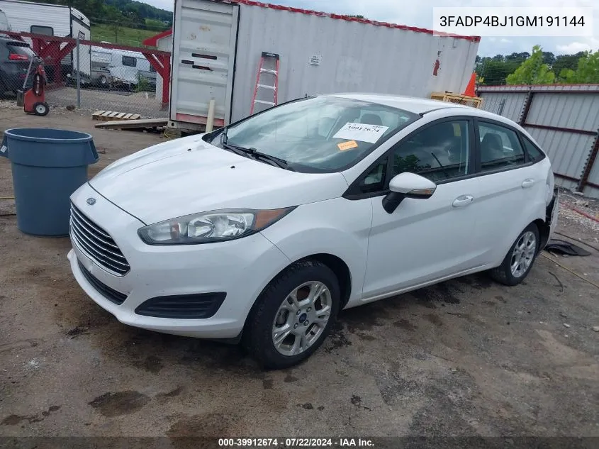 2016 Ford Fiesta Se VIN: 3FADP4BJ1GM191144 Lot: 39912674