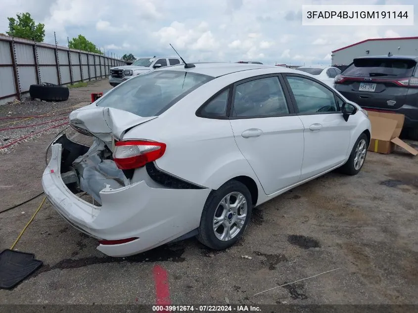 2016 Ford Fiesta Se VIN: 3FADP4BJ1GM191144 Lot: 39912674