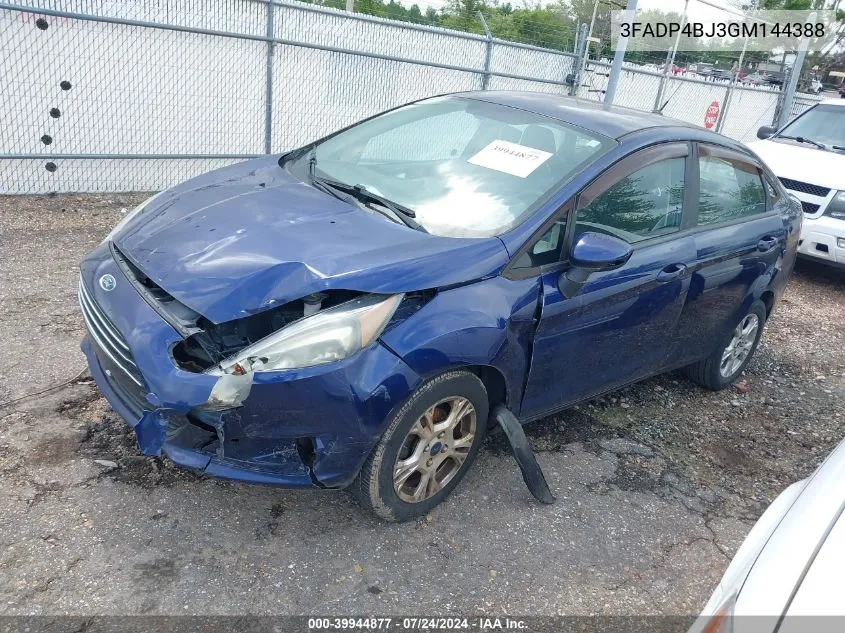 2016 Ford Fiesta Se VIN: 3FADP4BJ3GM144388 Lot: 39944877