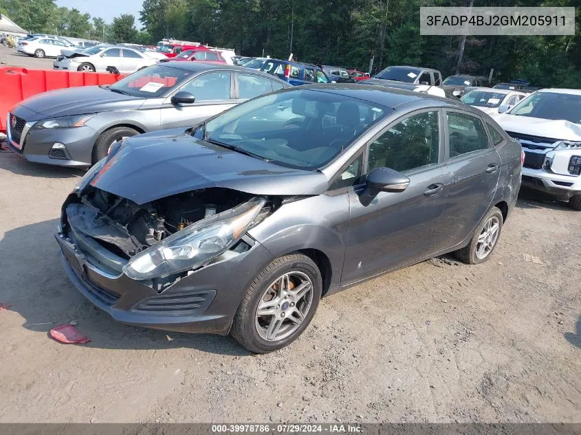 2016 Ford Fiesta Se VIN: 3FADP4BJ2GM205911 Lot: 39978786