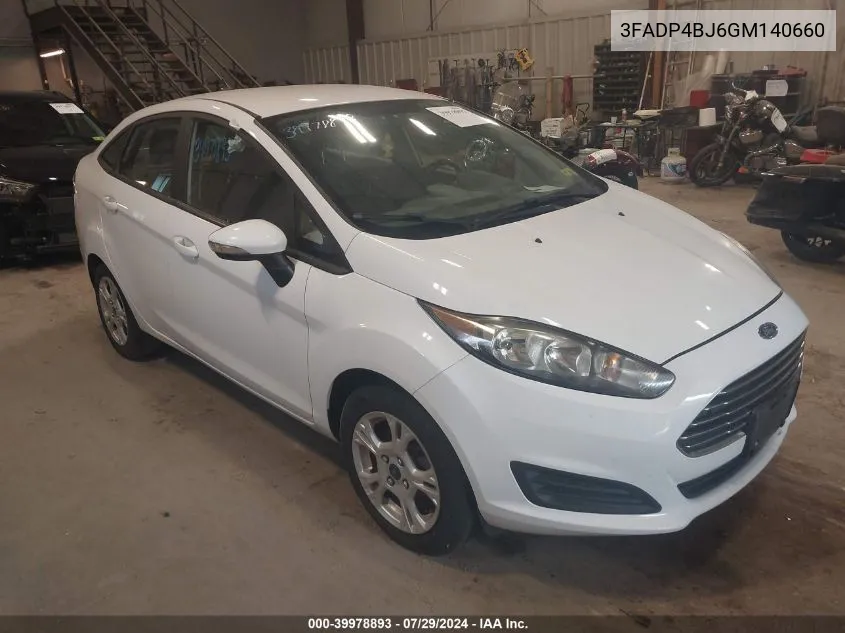 2016 Ford Fiesta Se VIN: 3FADP4BJ6GM140660 Lot: 39978893