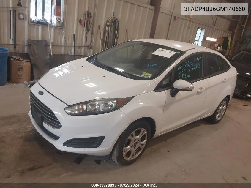 2016 Ford Fiesta Se VIN: 3FADP4BJ6GM140660 Lot: 39978893