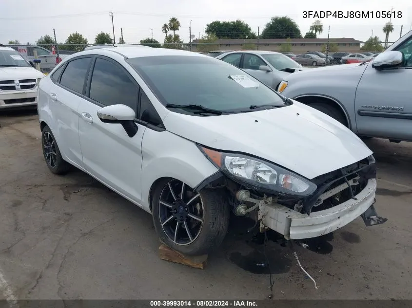 2016 Ford Fiesta Se VIN: 3FADP4BJ8GM105618 Lot: 39993014